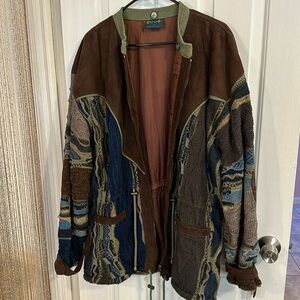 Men’s COOGI Australia Medium Leather Sweater Coat Jacket Vintage (Fits L-XL)